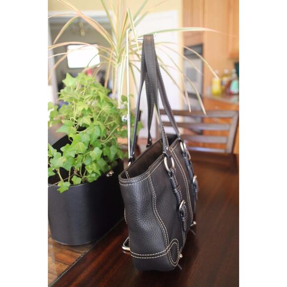 COACH BLACK CHELSEA LEATHER ZIP TOTE BAG #12339 (pu110 - Picture 4 of 10